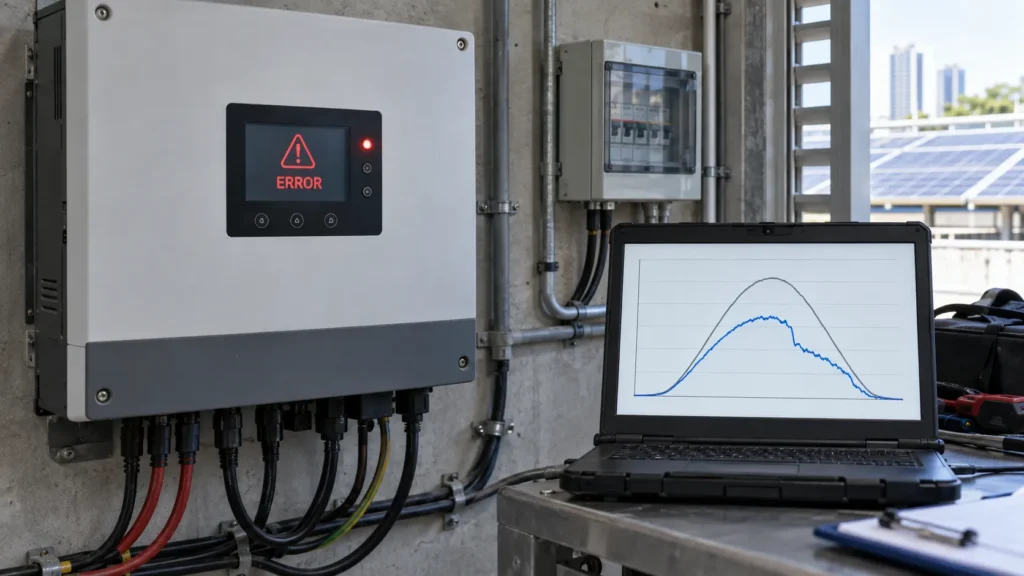 Dấu hiệu hệ thống điện mặt trời giảm sản lượng và inverter báo lỗi